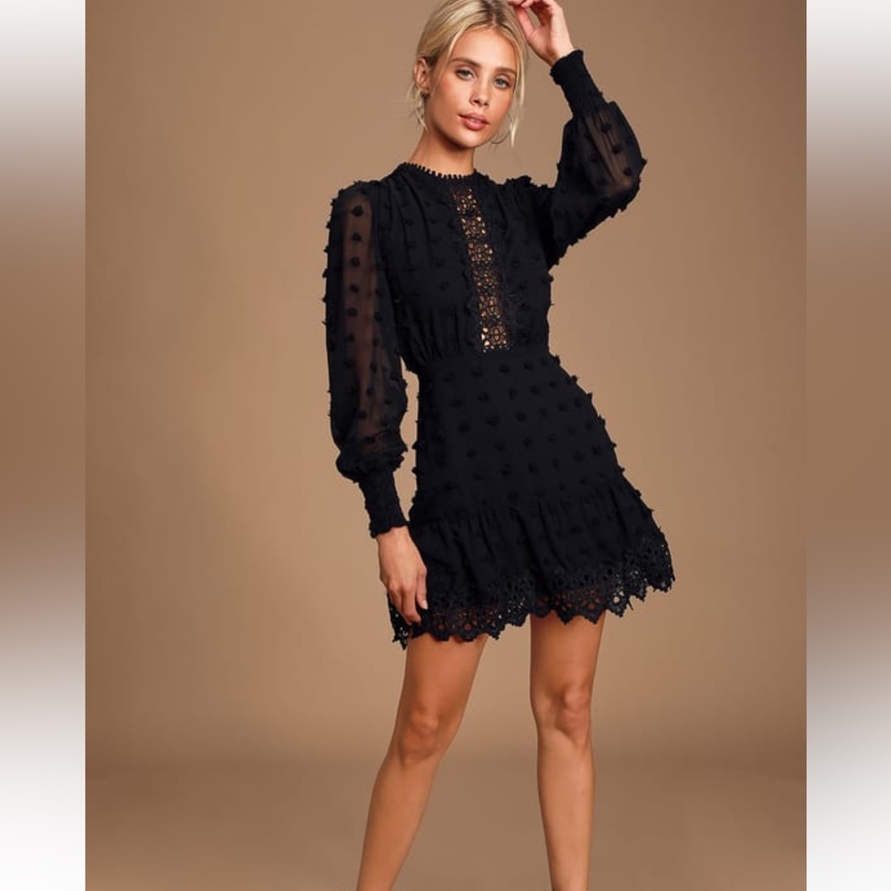 Lulus Medium black lace dress.